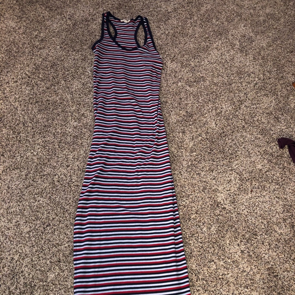 Red, white &’ blue long form fitting maxi dress